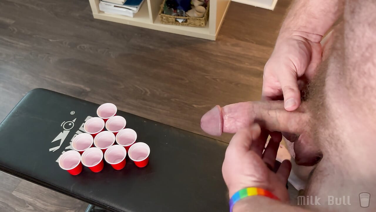 Frat Bro Fills Beer Pong Cups With Thick Ropes of Cum