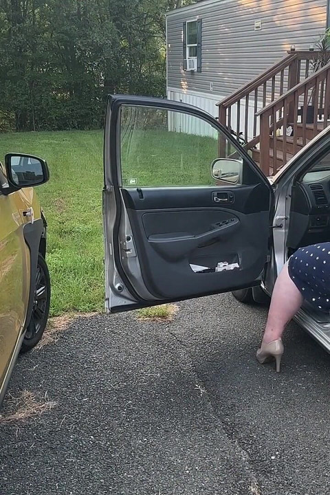 Hot Summer Cranking Struggle Bare & Sweaty in the Drivers Seat