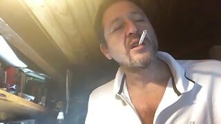 Smoking in Polo Shirt