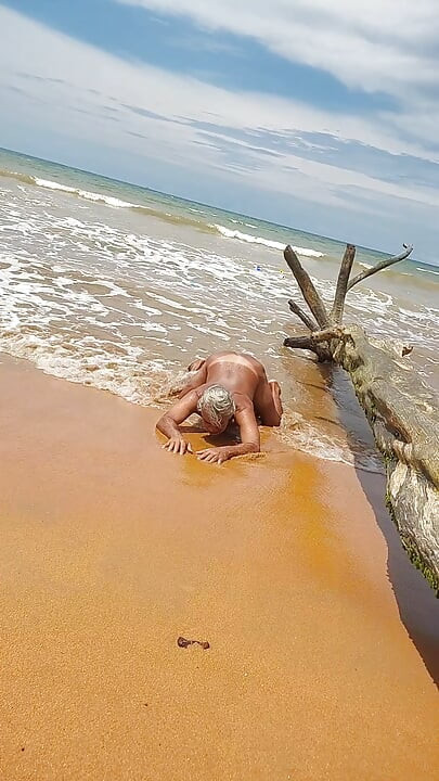 Sissy ladysilva on the beach tanned naked showing off her sexy mark hot ass