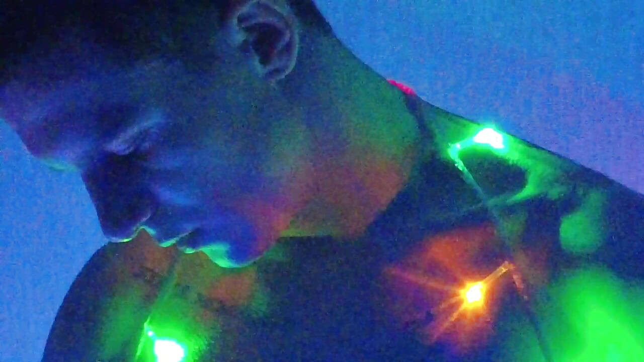 Jerking off in Christmas Lights