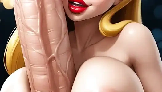 Komik sarışın büyük bir yarakla eğleniyor (ai animasyonu)