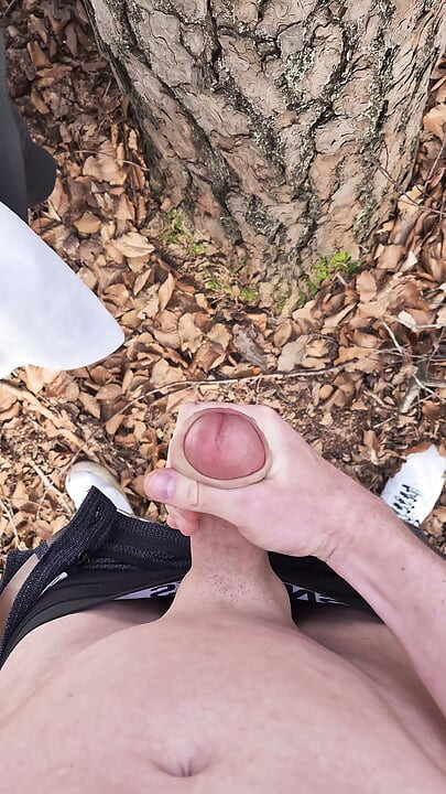 Cumshot in the forest