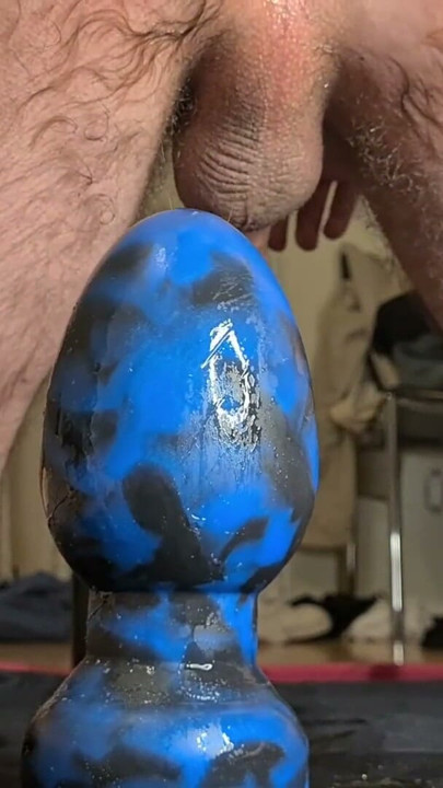Extreme anal stretching with my huge blue egg plug | Clip 1