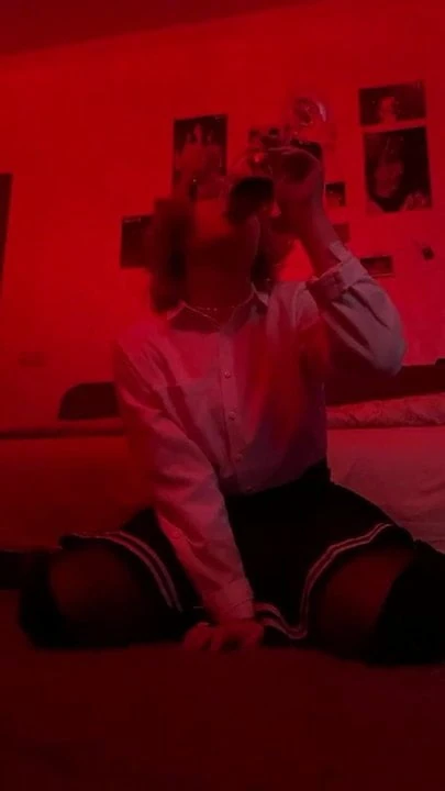 Sexy Anya drinking