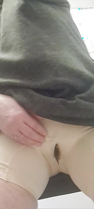 Stepmom Pulling Her Fat Pussy Out of the Hole in Her Big Panties