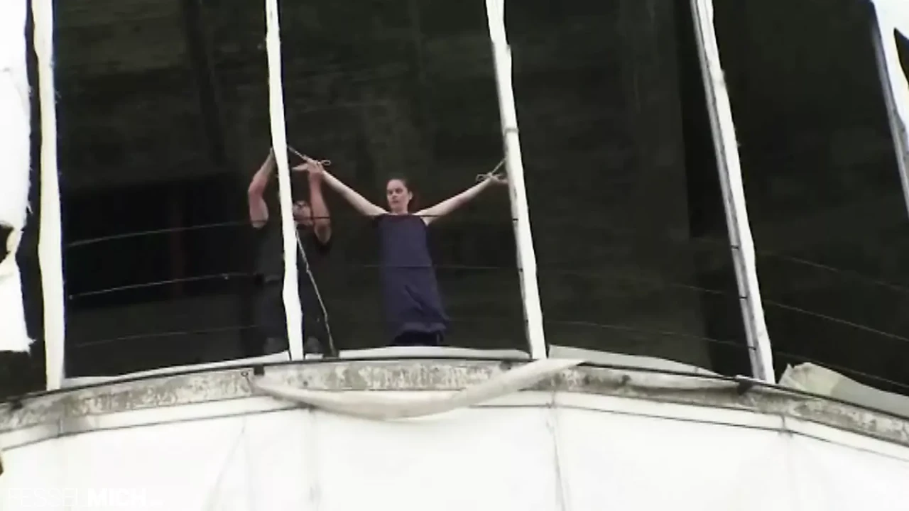 Bondage with tiny German girl in Public naked