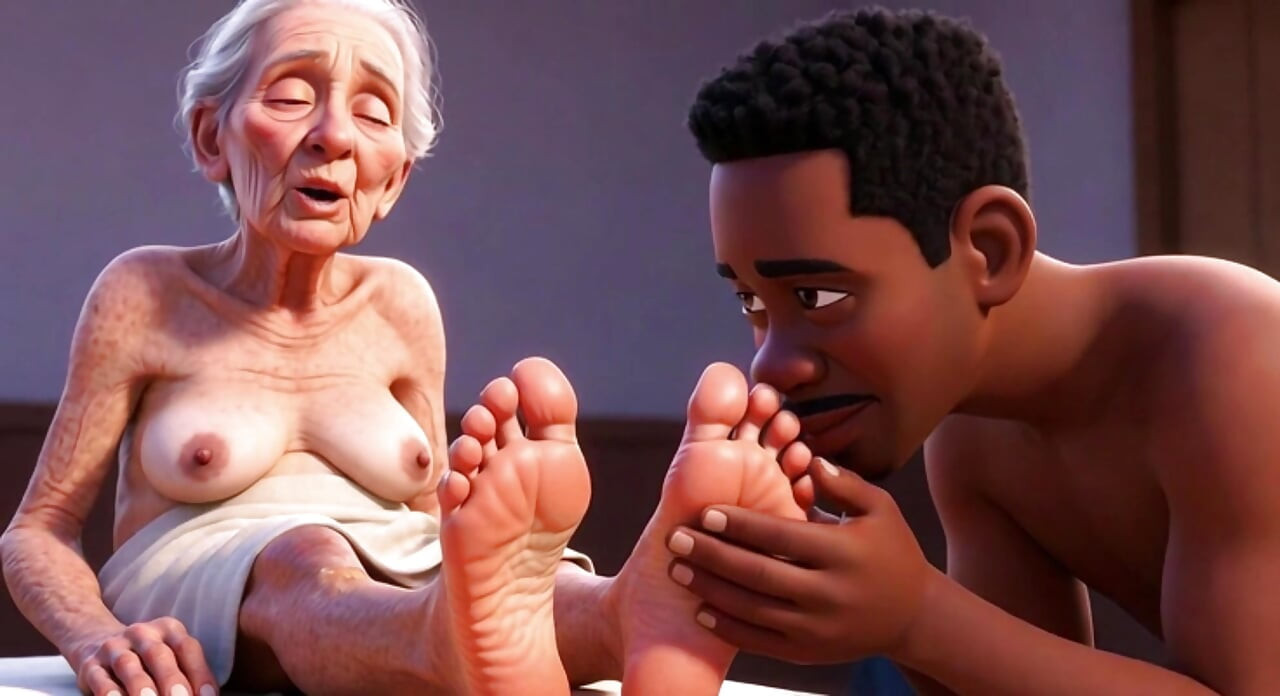 Elderly Granny Getting Feet Oiled & Licked - Sole Licking Pleasure