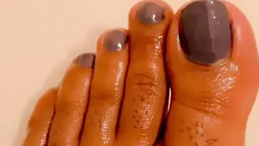She’s Using Oils for Her Feet’s and Legs. It’s Look Very Sexy and Hot.