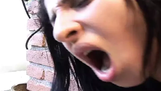 Small titted girl from France fucking with two dudes after getting her muff licked