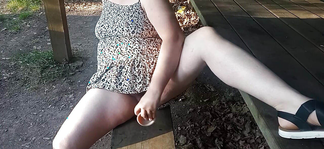 0049 Outside. Dildo fun. Squirt