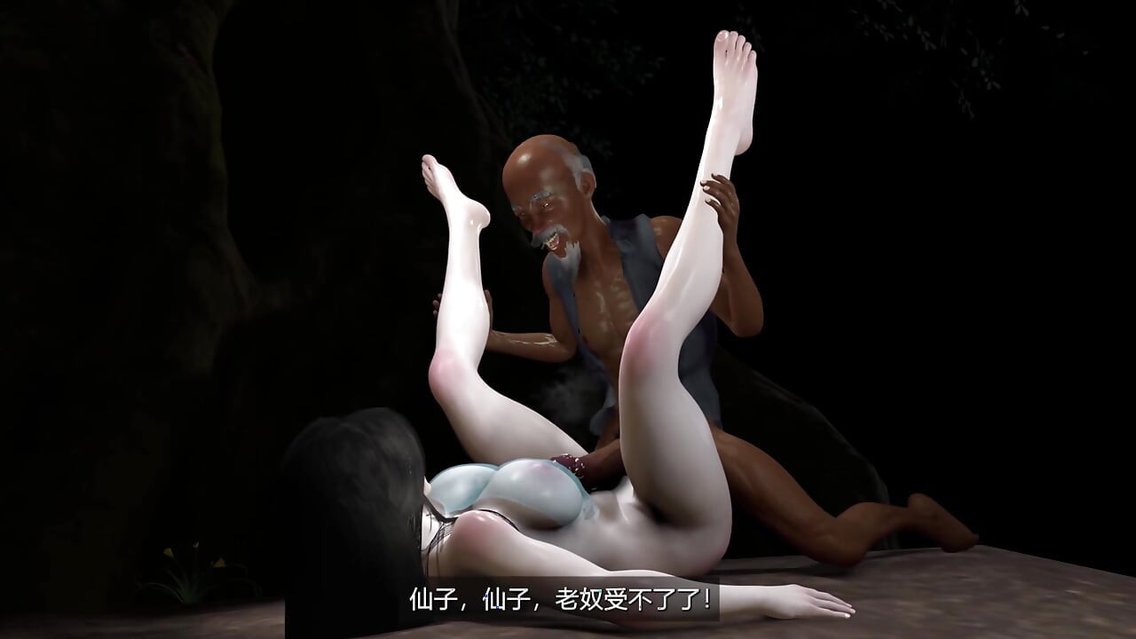 3D slet met grote borsten die de oude lul plaagt om haar poesje te neuken