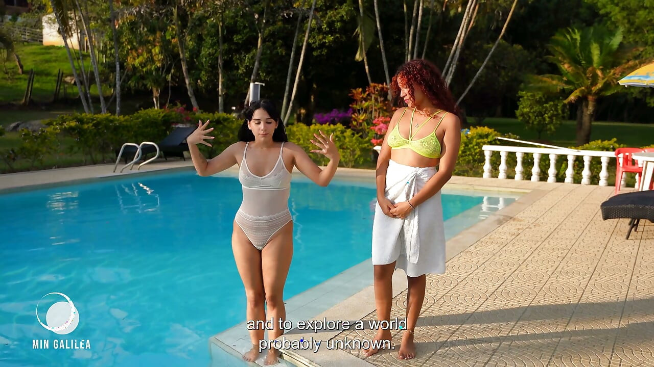 Two lesbians in a pool wearing bikinis fuck hardcore - black barbie ft min galilea