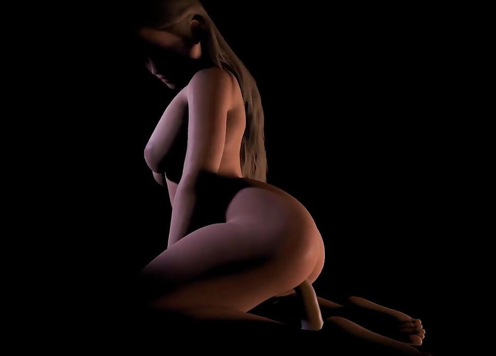 Beautiful Plum Girl Riding Dildo in the Dark