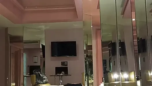 I masturbate during a hot video call with my stepson and insert a 22cm black dildo into my pussy.
