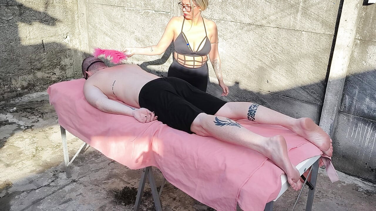 Nude Massage Outdoors with Hot Blonde