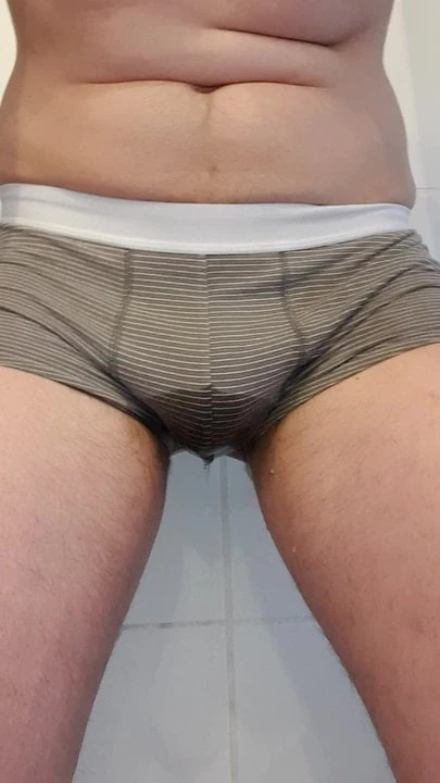 Desperately wetting my tight boxers