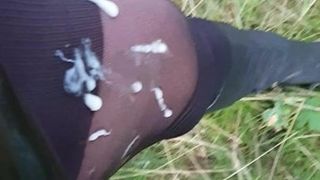 The hooker sperm sprayed on the pantyhose