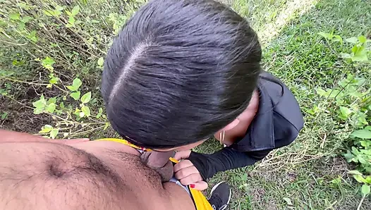 Hike in the woods with a new acquaintance ends in a rich public fuck