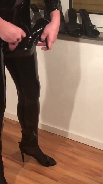 Must-see moment from "Latex Dress, PVC Coat and High Heels Masturbation"
