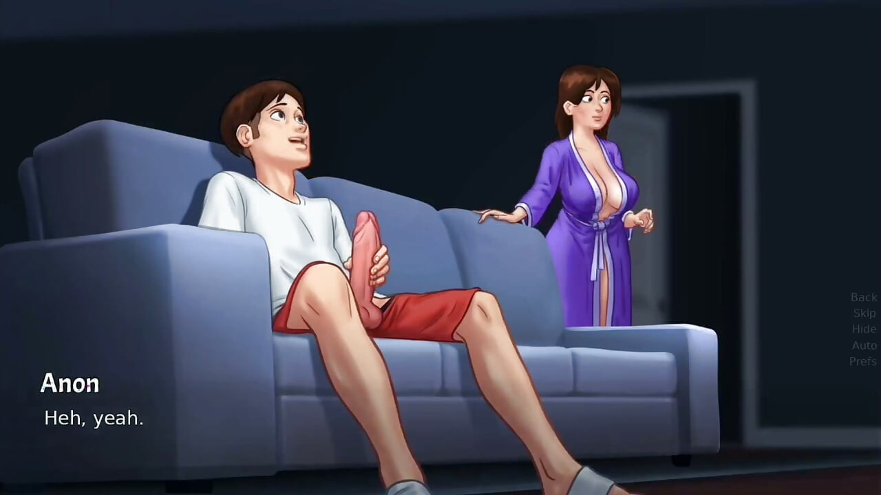 Landlady Catches Student Jerking Off, Then Rubs His Huge Cock - summertime saga gameplay part 1