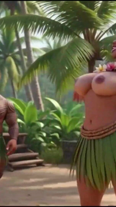 สาวงามเอ็กโซติก hula ทั้งสี่, ชายเผ่าดูเส้นโค้งของเธอ (AI สร้างขึ้น) | คลิป 2