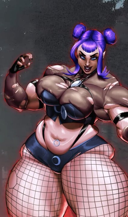 Bbw goth se convierte en gigante muscular