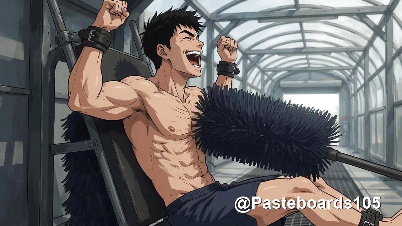The Car Wash - Jocks Musculados de Anime Atados Passam pelos Rolos de Escova (2D Anime Bara)