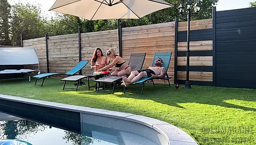 Marie and Lucas Lumacarie Fuck with Adelie by the Pool