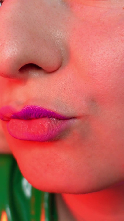 ASMR lipstick - make-up process - sexy lips of pin up blonde Arya | Clip 1
