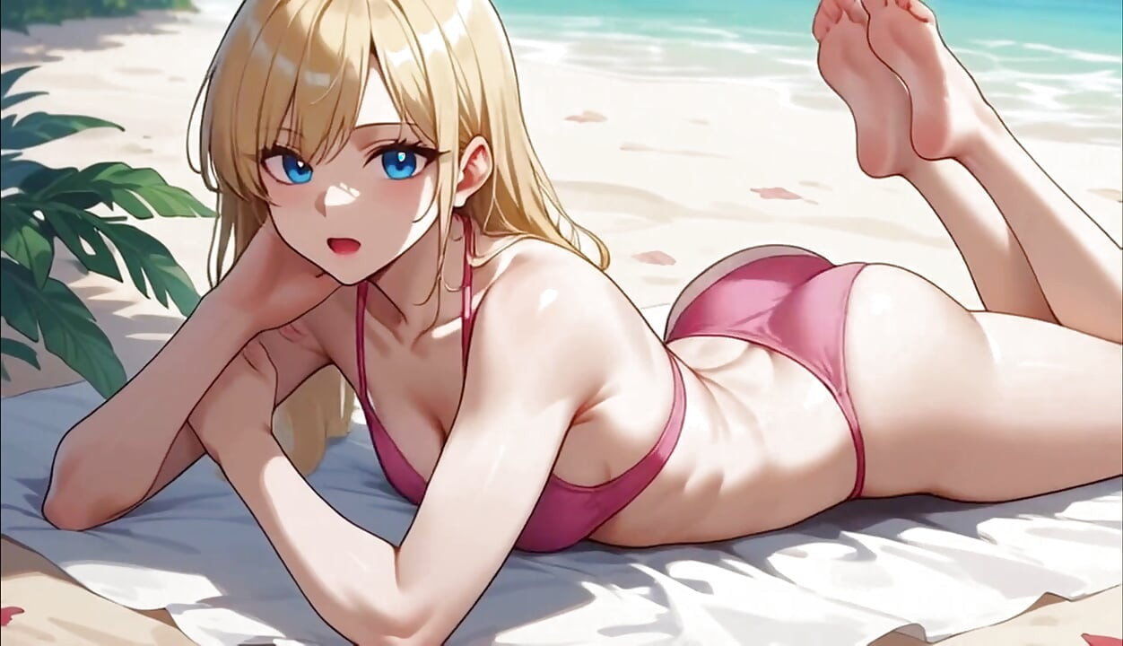 Sarışın plajda anime ai