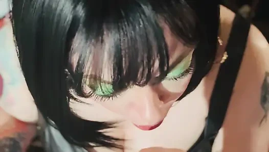 All In Black Leather Miss Tina Snua Smoking A Cork 100 Cigarette - Drifting nap Inhales Smoke Rings OME OMI