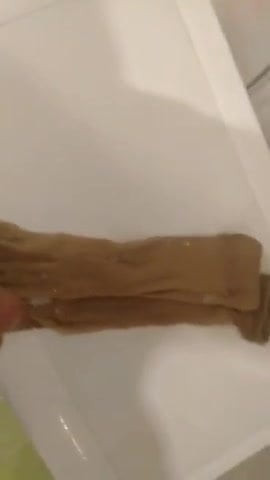 Cumshot on knee high nylon sister