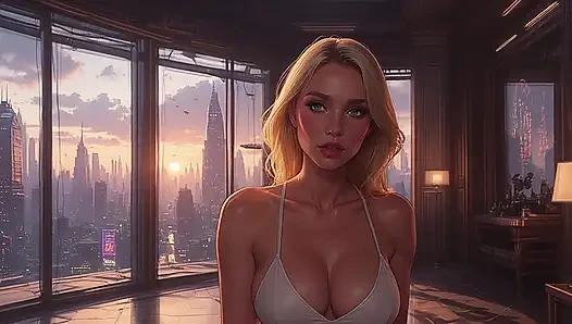 Cloud Level Olivia in the Future Suggestive Teasing showing her Ample Cleavage Part 2