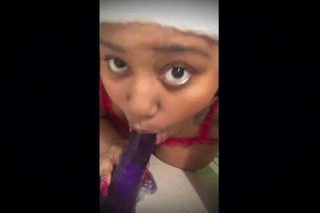 Big Black BBW Sucking Dildo