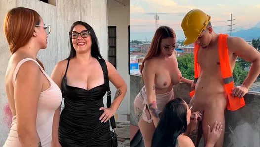 Lesbianas calientes se follan a su empleada para pagar la deuda con vista a la ciudad de Cali