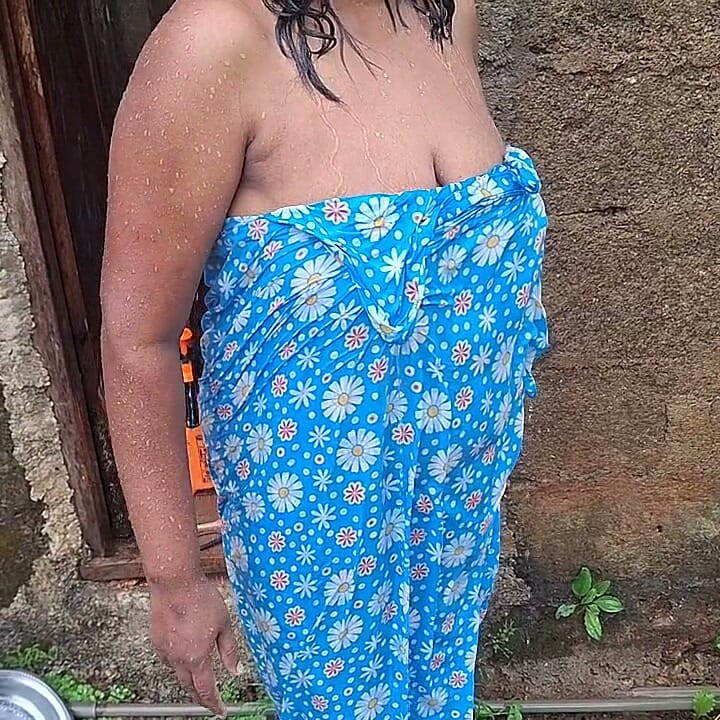 Hot Step Mom Bathing Outdoor