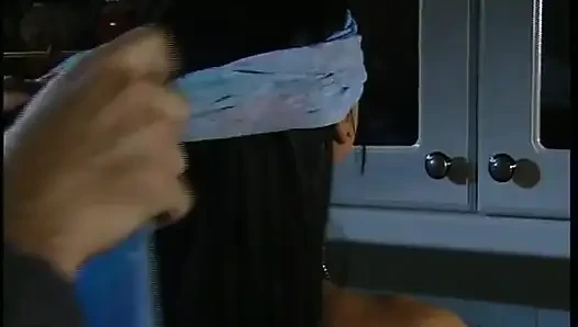 Hot Slutty Girl in Fishnet Balck Stockings Blindfolded and Fucked From Behind