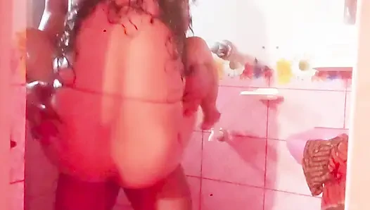 A Bangladeshi-Bihari woman is engaging in romantic sex inside the bathroom while bathing.