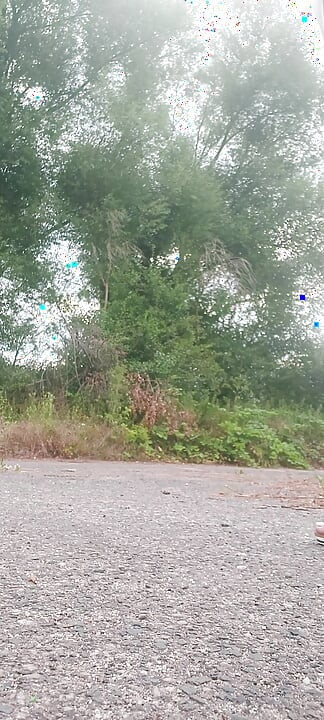 Outdoor mastrubation in summer clohtes on publick roads