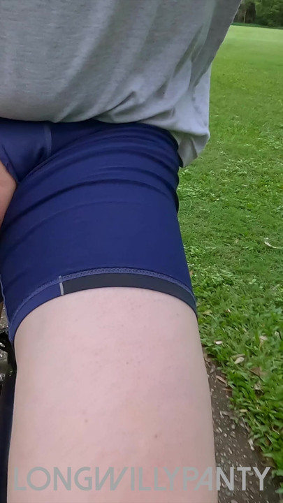 Amateur straight guy riding bike with his cock on show in public flashing.