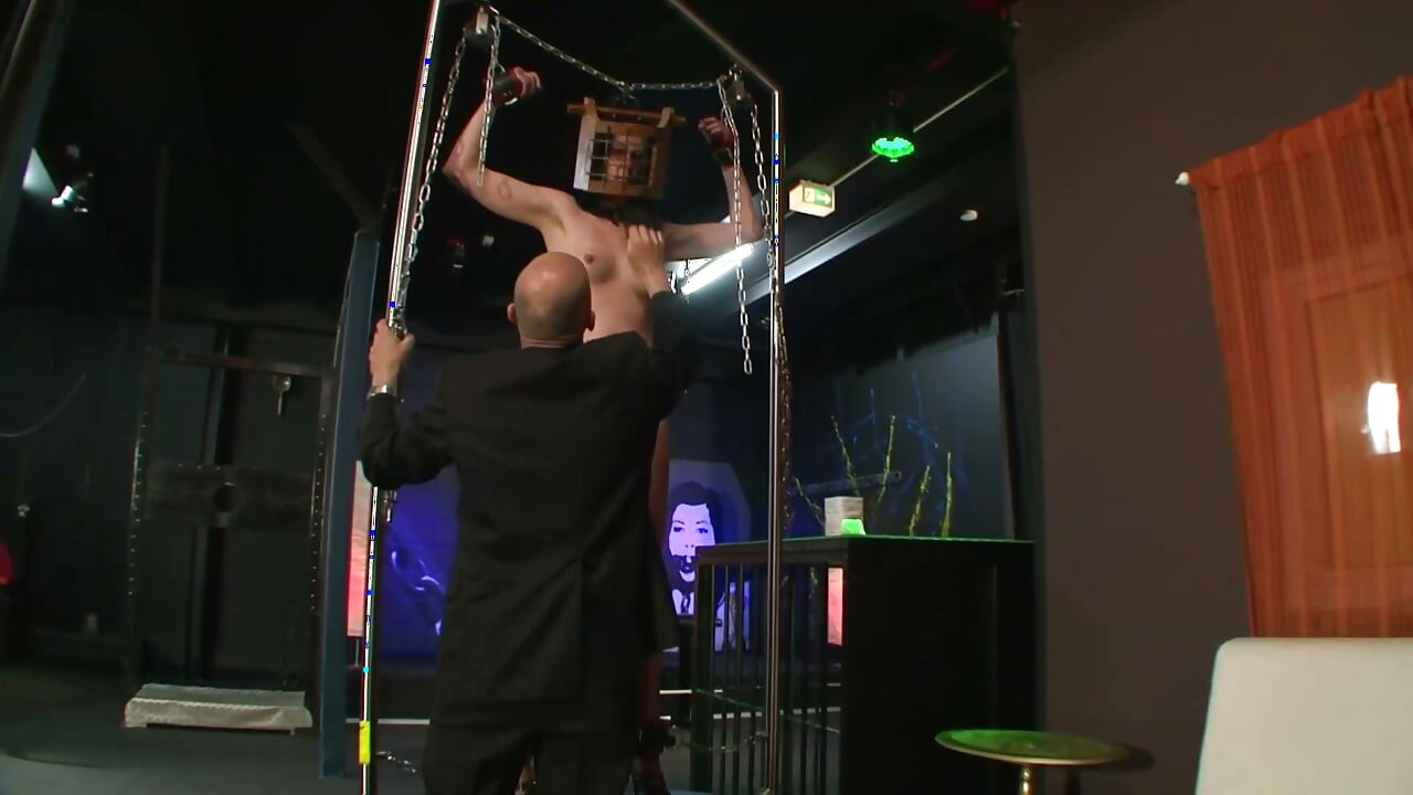 Bound Blonde Drilled and Whipped on Outdoor Ladder Frame