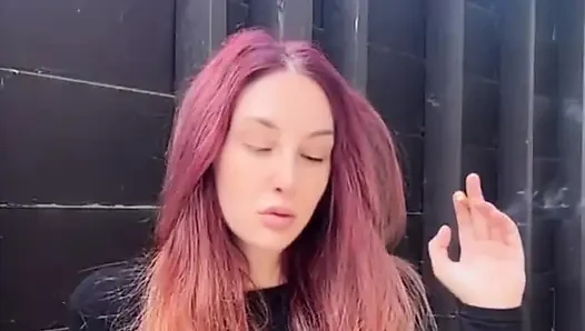 Smoking Outdoor Along Hair Fetish and Boobs Flash