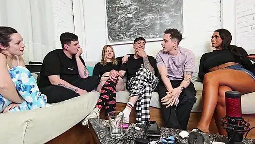 3 vs 3! Truth or dare? Game night with friends turns into amateur orgy!