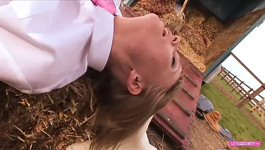 The funny dude watches the other fuck, and then he gets his moment from the slutty blonde