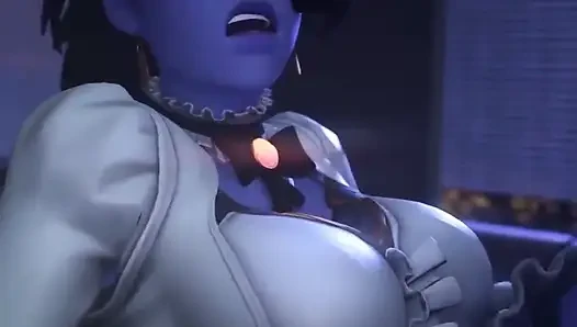 Slutty Transgender Widowmaker Jerks off in Her Office While Trans Kiriko...