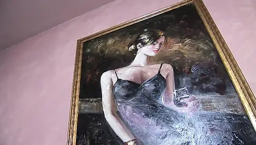 Tattooed brunette creampied in her tight pussy