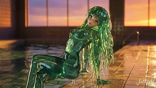 Emerald Jellyfish Girl Grinding & Riding – Dripping Wet Tongue