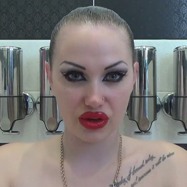 Lip smelling, kissing, duck face with huge red lips