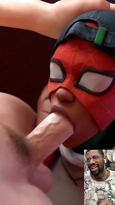 Crna kurva Spider-Man duboko guta debeli tvrdi kurac prevarenog čovjeka